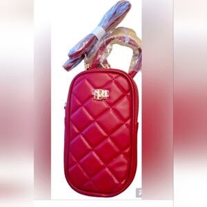 NWT Badgley Mischa Red Diamond Quilted Oval Crossbody Phone Bag/Purse